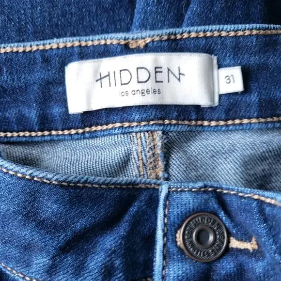 Hidden Los Angeles 70s Vibe Patch Pocket High Waist Wide Leg Jeans Size 31/12 - Picture 10 of 15